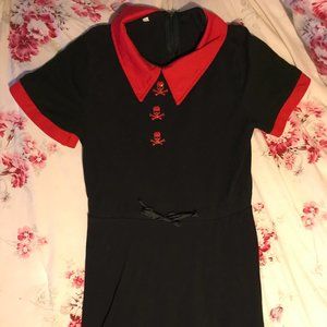 Red Collar Skull Black Small Dress